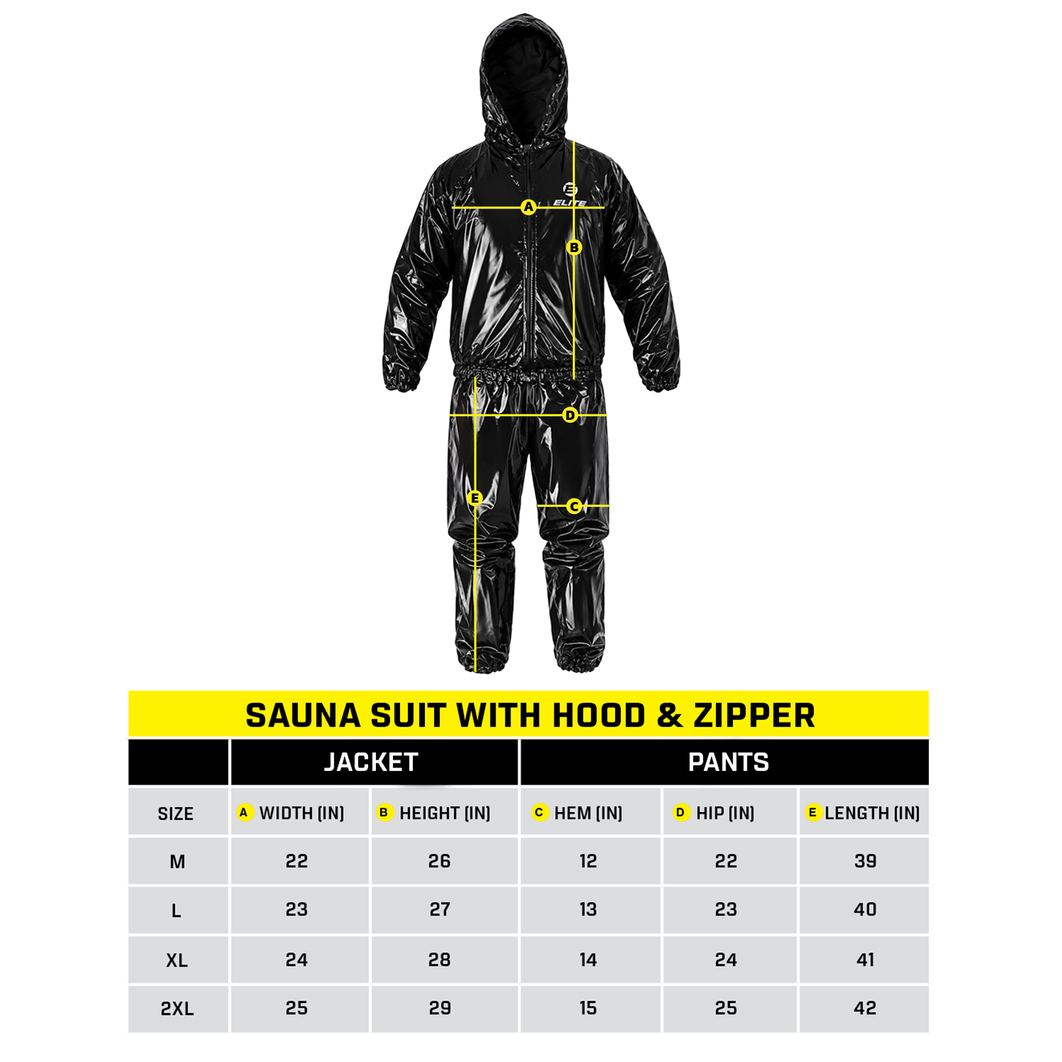 Elite Sauna Suit with Hood and Zipper