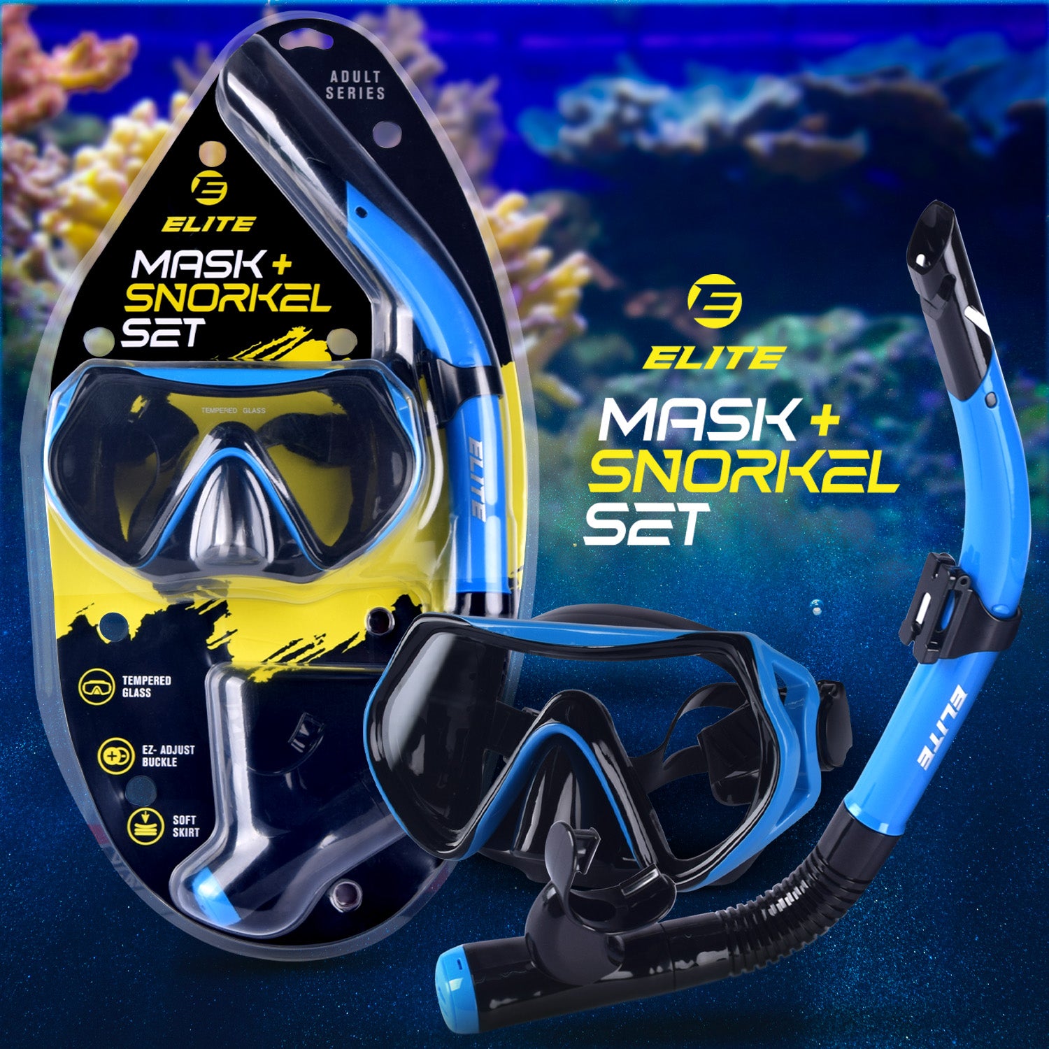 Elite Mask and Snorkel Set