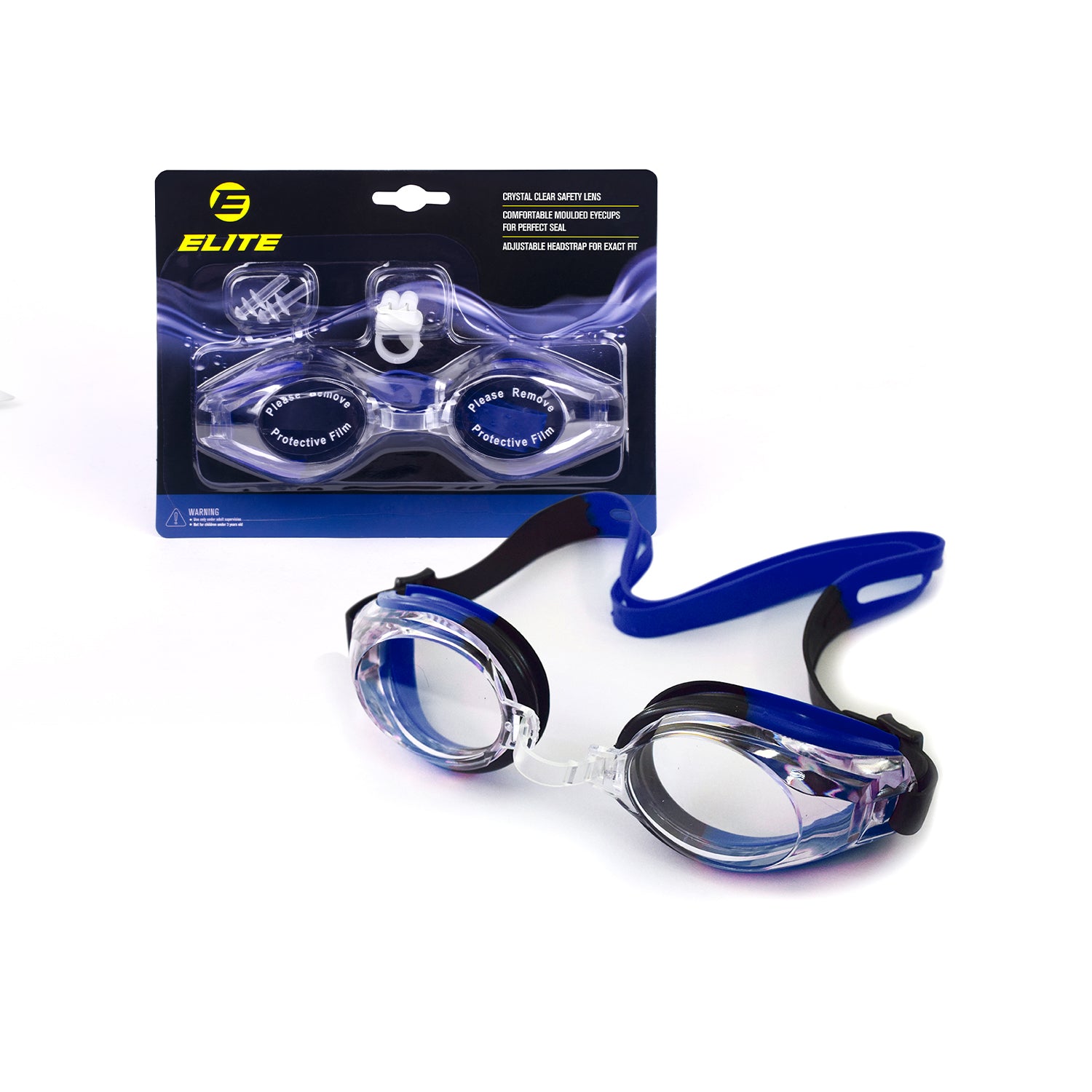 Elite Swimming Goggles Black Blue BL826
