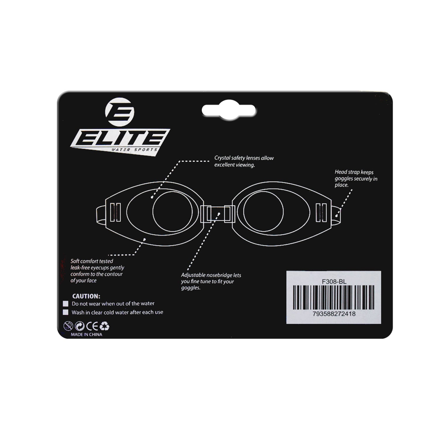 Elite Swimming Goggles Blue F308