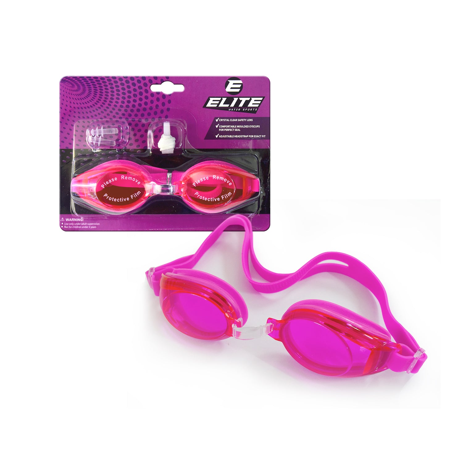 Elite Swimming Goggles Pink F308