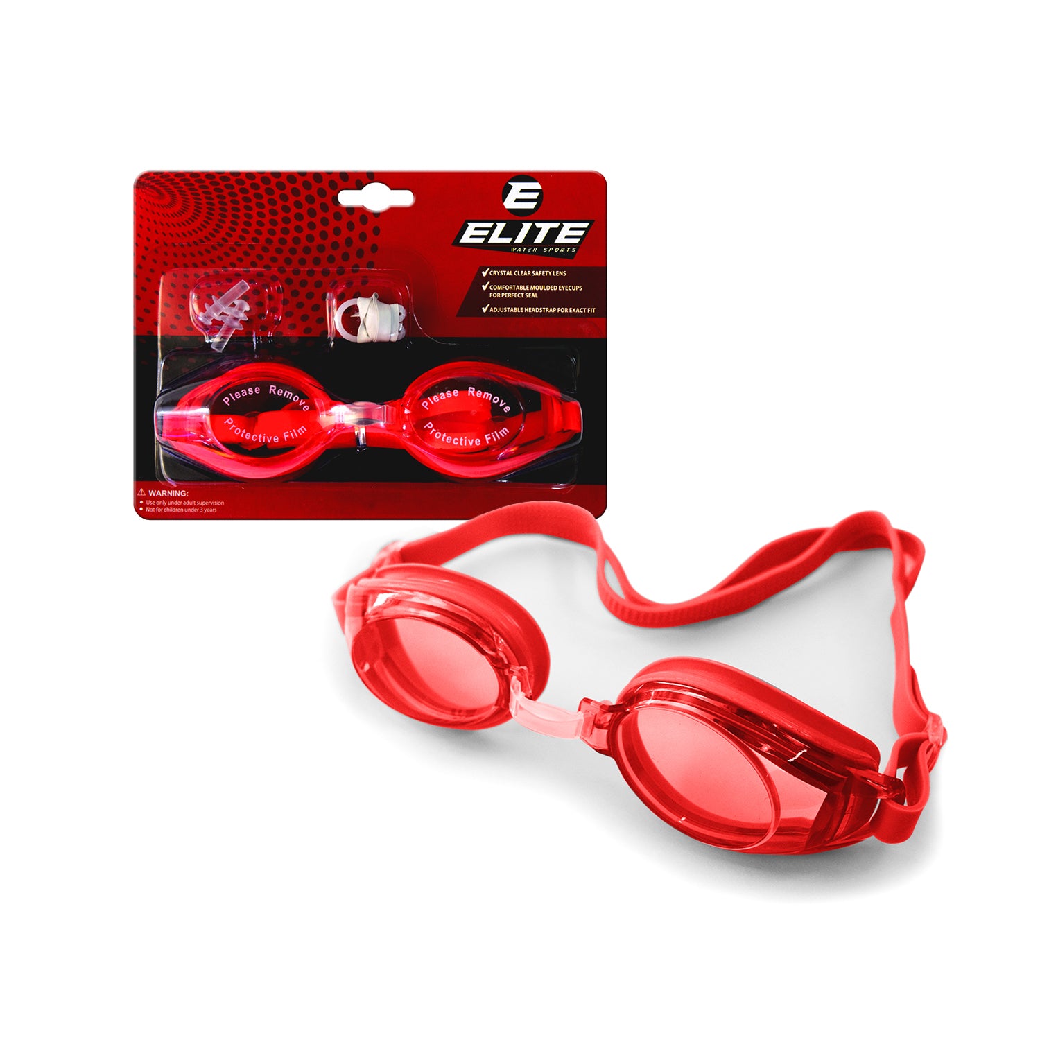 Elite Swimming Goggles Red F308