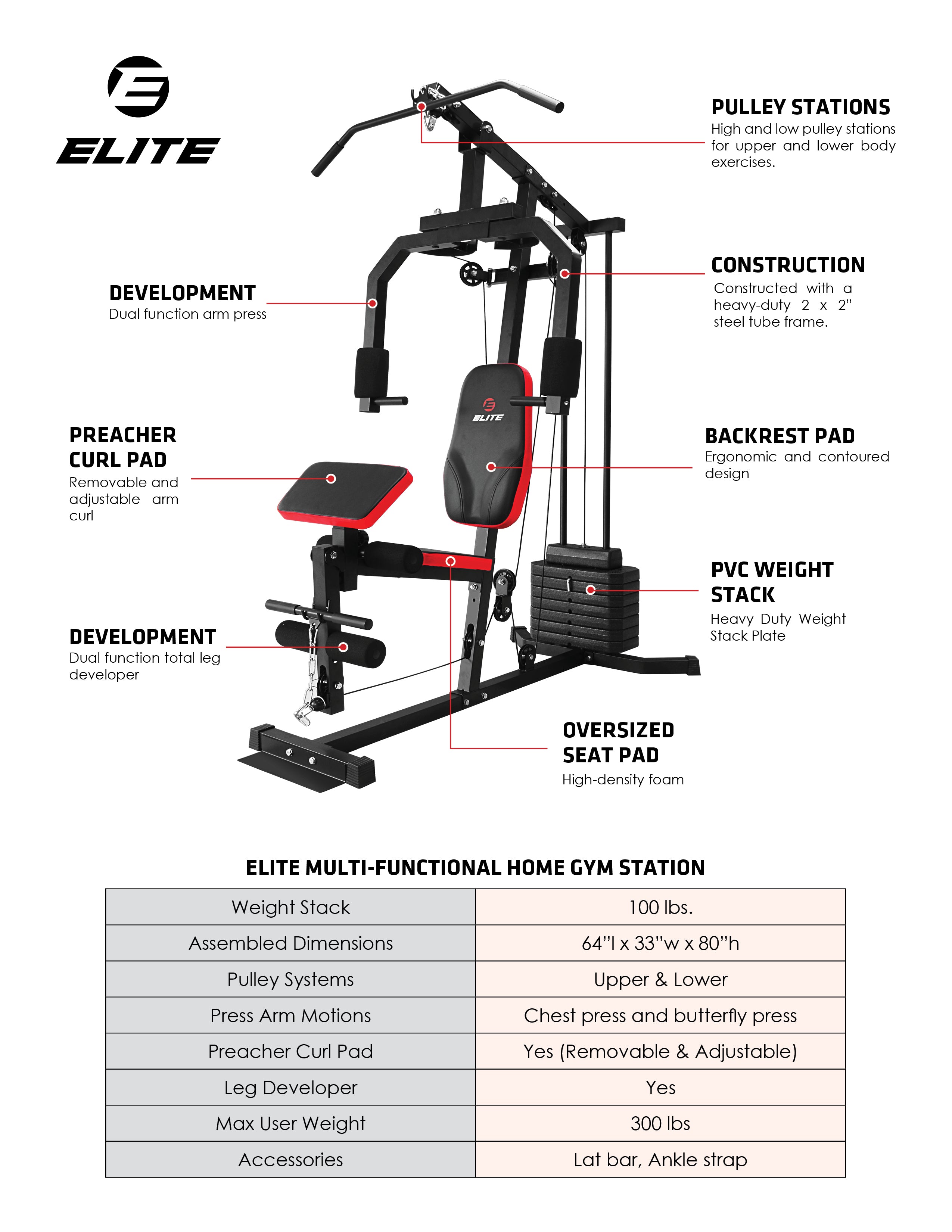 Elite Home Gym with Curl Pad